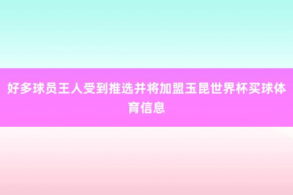 好多球员王人受到推选并将加盟玉昆世界杯买球体育信息