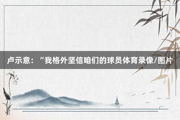 卢示意：“我格外坚信咱们的球员体育录像/图片
