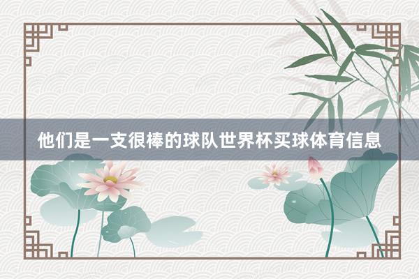 他们是一支很棒的球队世界杯买球体育信息