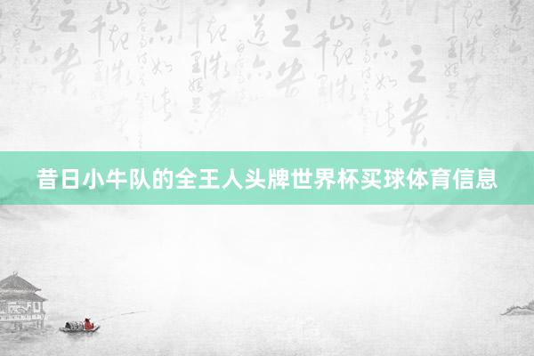 昔日小牛队的全王人头牌世界杯买球体育信息