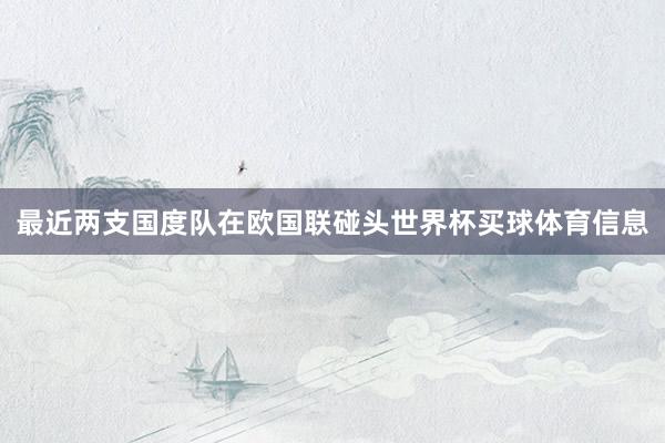 最近两支国度队在欧国联碰头世界杯买球体育信息