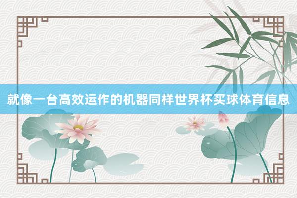 就像一台高效运作的机器同样世界杯买球体育信息