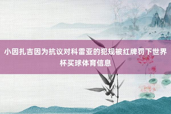 小因扎吉因为抗议对科雷亚的犯规被红牌罚下世界杯买球体育信息