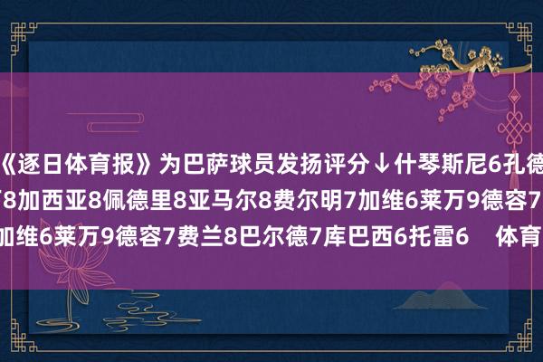 《逐日体育报》为巴萨球员发扬评分↓什琴斯尼6孔德7阿劳霍6伊尼戈8马丁8加西亚8佩德里8亚马尔8费尔明7加维6莱万9德容7费兰8巴尔德7库巴西6托雷6    体育赛事直播