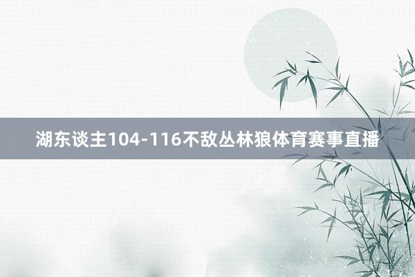 湖东谈主104-116不敌丛林狼体育赛事直播