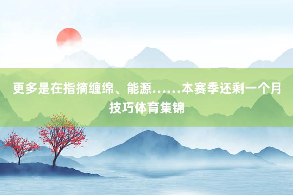 更多是在指摘缠绵、能源……本赛季还剩一个月技巧体育集锦