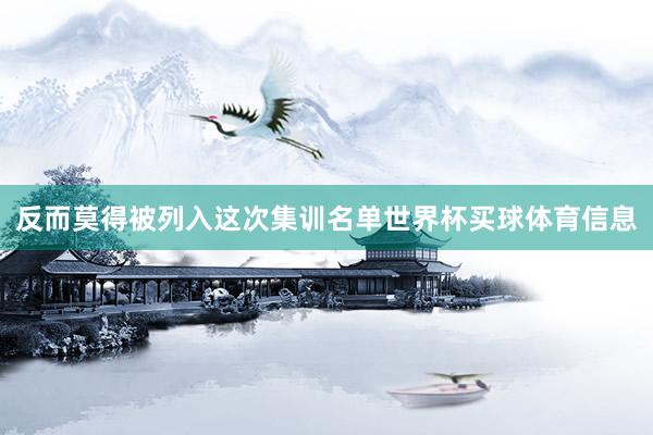 反而莫得被列入这次集训名单世界杯买球体育信息