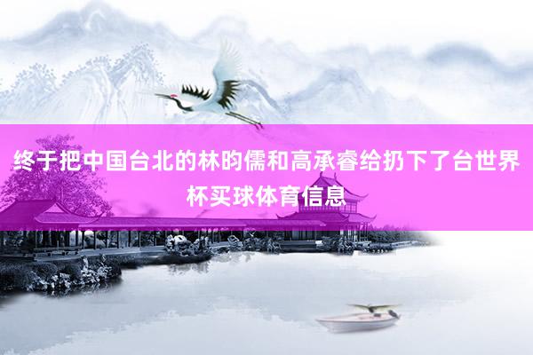 终于把中国台北的林昀儒和高承睿给扔下了台世界杯买球体育信息