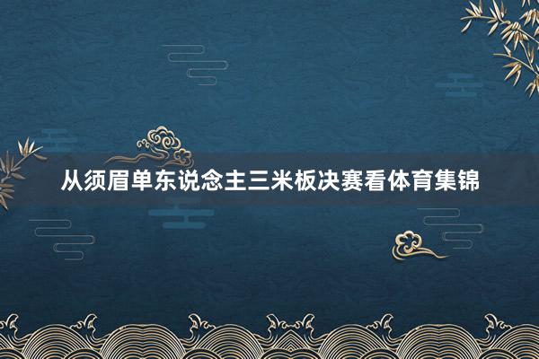 从须眉单东说念主三米板决赛看体育集锦