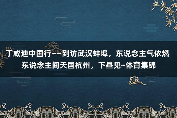丁威迪中国行——到访武汉蚌埠，东说念主气依燃 东说念主间天国杭州，下昼见~体育集锦