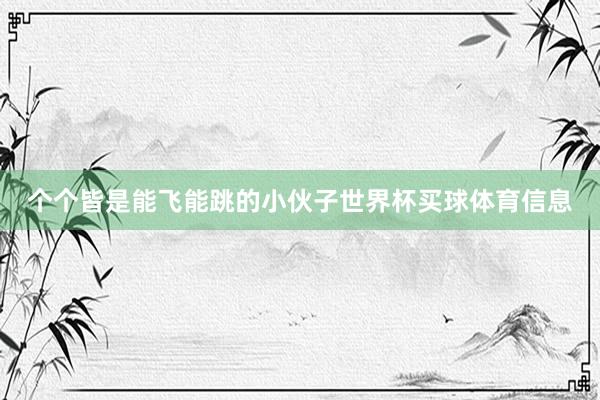 个个皆是能飞能跳的小伙子世界杯买球体育信息