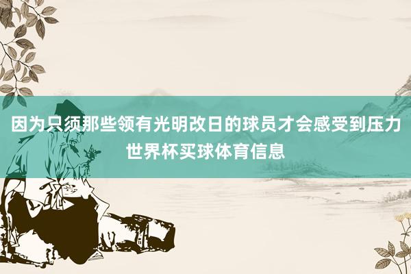 因为只须那些领有光明改日的球员才会感受到压力世界杯买球体育信息