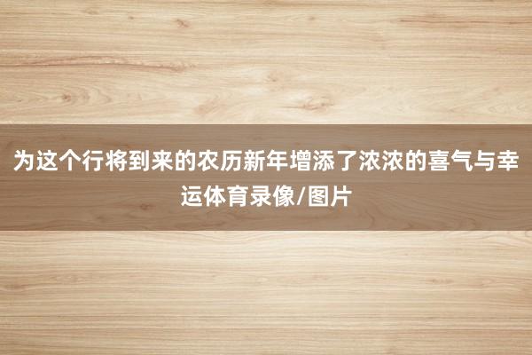 为这个行将到来的农历新年增添了浓浓的喜气与幸运体育录像/图片