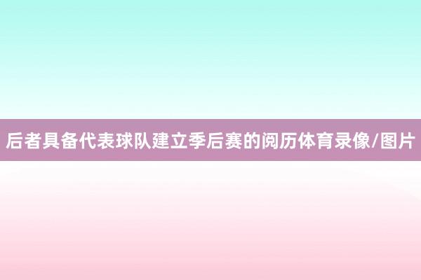 后者具备代表球队建立季后赛的阅历体育录像/图片