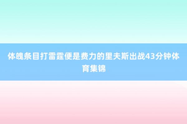 体魄条目打雷霆便是费力的里夫斯出战43分钟体育集锦