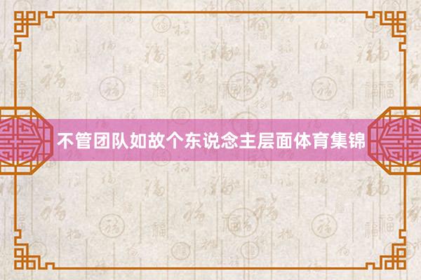 不管团队如故个东说念主层面体育集锦