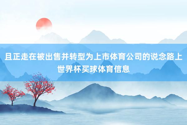 且正走在被出售并转型为上市体育公司的说念路上世界杯买球体育信息
