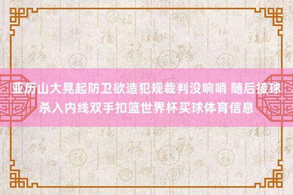 亚历山大晃起防卫欲造犯规裁判没响哨 随后接球杀入内线双手扣篮世界杯买球体育信息