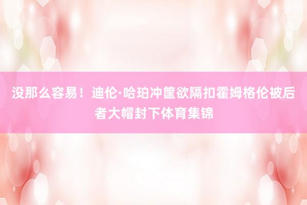 没那么容易！迪伦·哈珀冲筐欲隔扣霍姆格伦被后者大帽封下体育集锦
